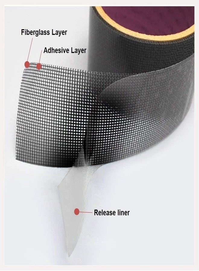RECLUSE 5cmx200cm Window Screen Repair Tape,3 Layer Strong Adhesive & Waterproof Fiberglass Covering Wire Mesh Repair for Window Screen Mesh Tears Holes Repair, Anti-Mosquito Black - Image 2